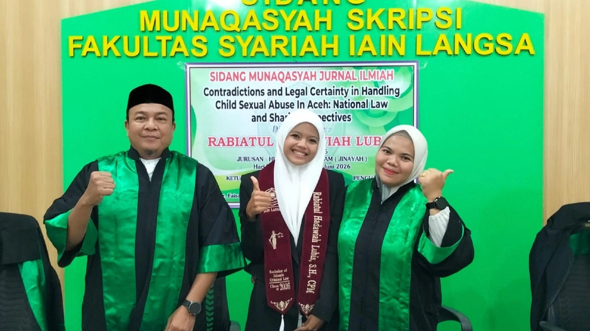 Mahasiswi Program Studi Hukum Pidana Islam (Jinayah) Fakultas Syariah IAIN Langsa Lulus Tugas Akhir Melalui Publikasi Jurnal Ilmiah Internasional