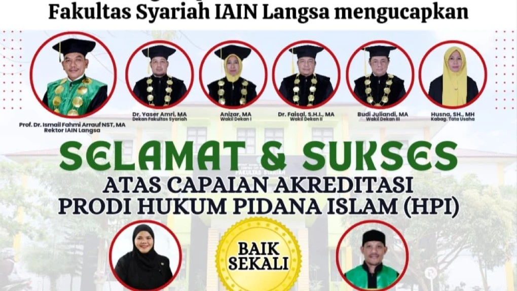 Prodi Hukum Pidana Islam Jinayah Fakultas Syariah IAIN Langsa Terakreditasi ‚ÄúBaik Sekali‚Äù